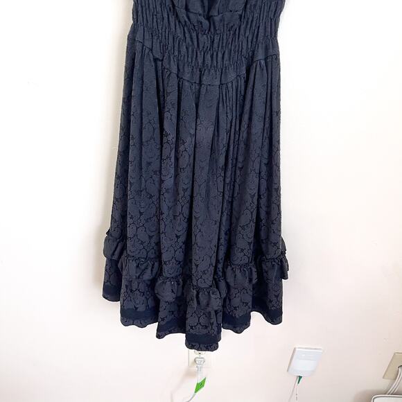 Victorian Milkmaid Whimsigoth Dress Size M Black Ren Faire Renaissance Ruffle - Picture 12 of 16